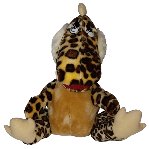BJ Toy Company Brown Leopard Print Dinosaur Plush Stuffed Dinosaur - Picture 1 of 10